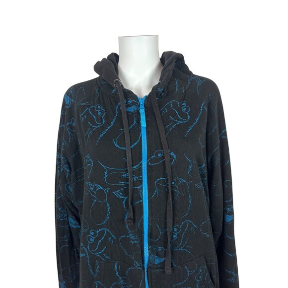 Sesame Street Cookie Monster Sweatshirt Reversible Black Blue Unisex XL Hoodie - Picture 9 of 11